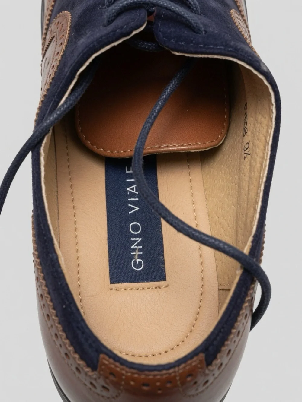 Gino Vitale Men’s Two-Tone Oxford Derbys in Navy and Brown